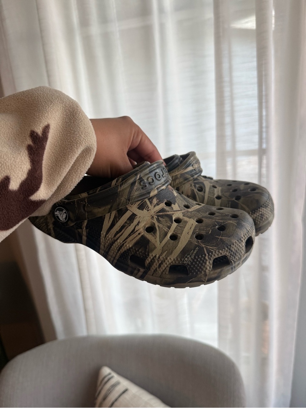 CROCS Camo Clog in Black and Tan
